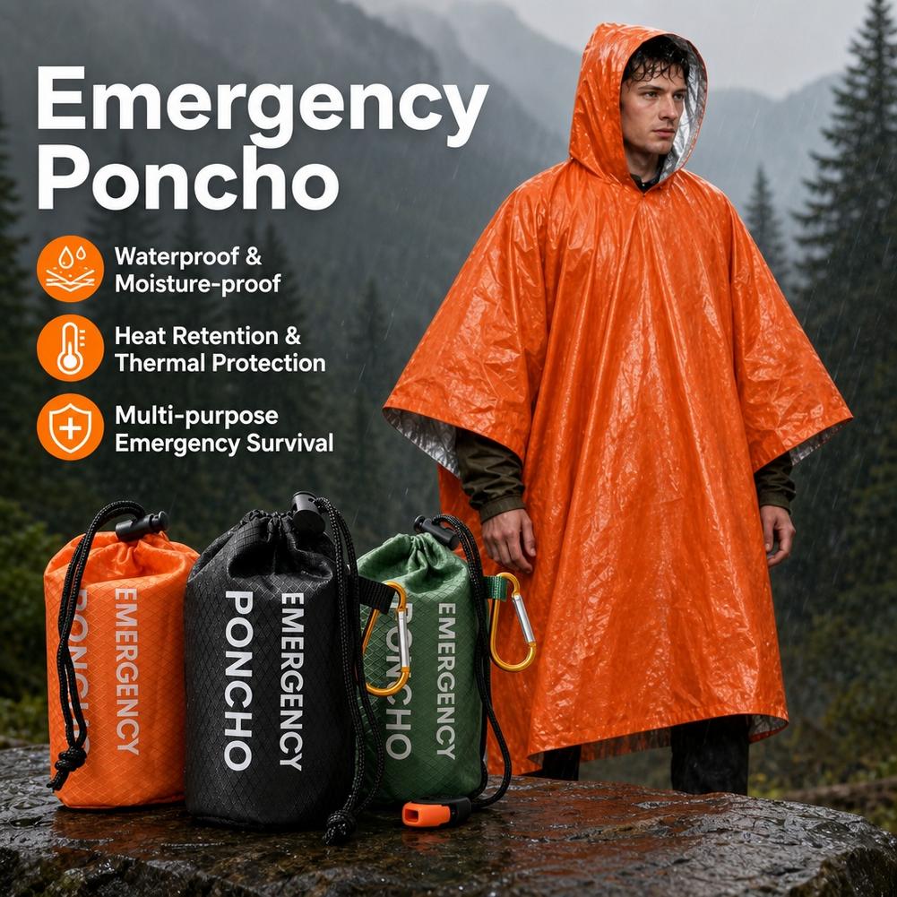 Emergency Poncho Rain - Set Jas Hujan Darurat Portabel, Jas