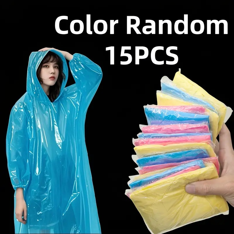Emergency Poncho Rain - 15/30PCS Jas Hujan Transparan Sekali Pakai
