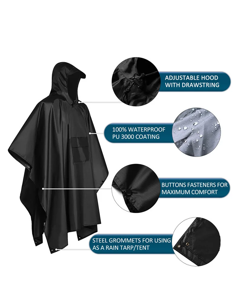 Emergency Poncho Rain - 2026 Untuk Berkemah Mendaki Gunung, Jas