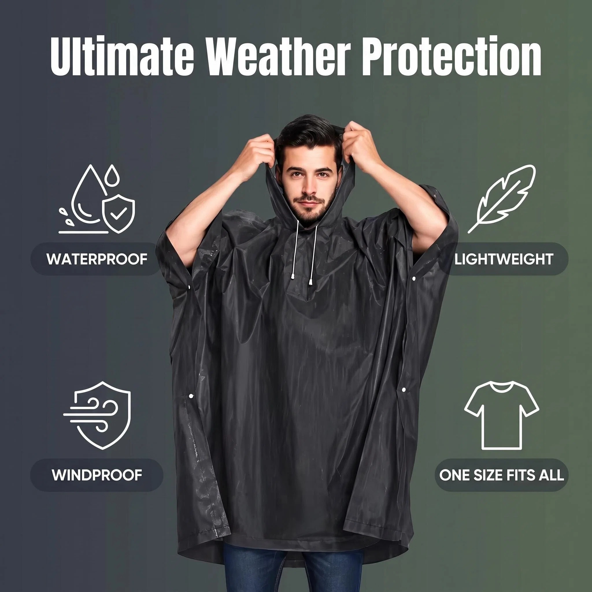 Ponco Taktis 3 in 1 untuk Luar - Emergency Poncho Rain ulasan dan harga